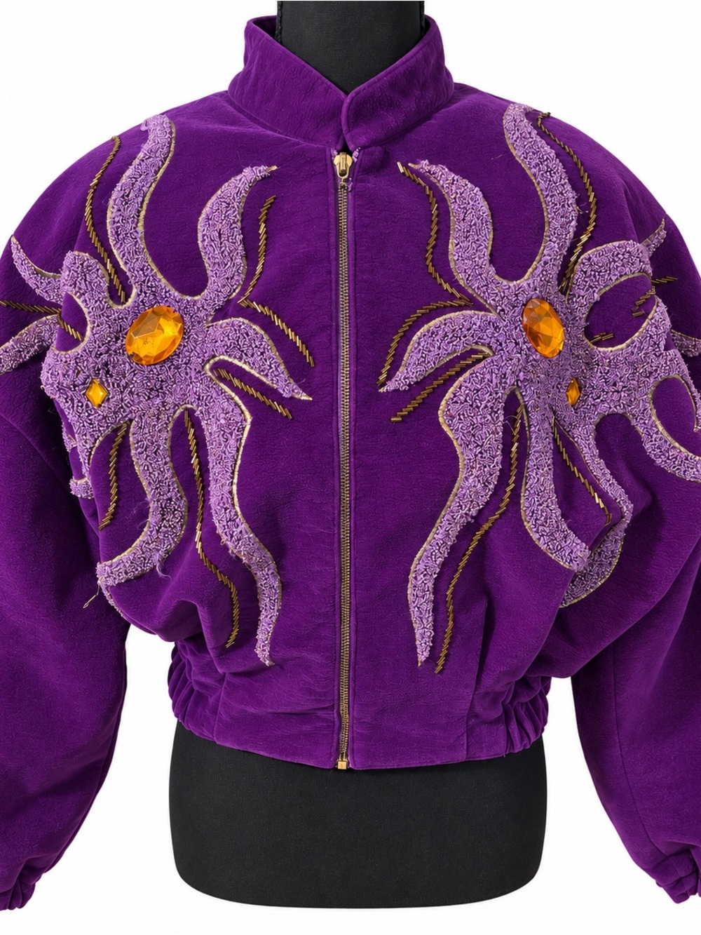 Vintage Purple Statement Bomber Jacket